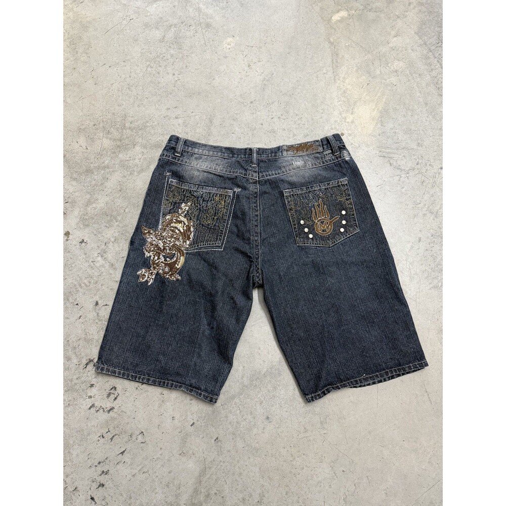Crazy Miskeen Originals Embroidered Y2K Jorts Size 40
